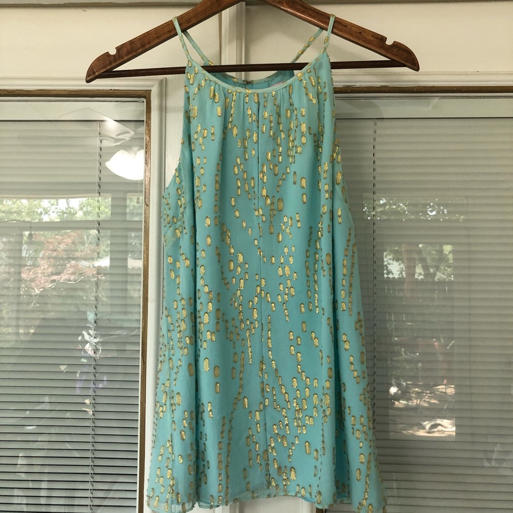 Lilly Pulitzer Teal and Gold Blouse